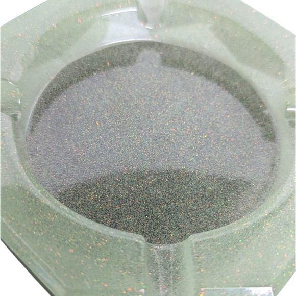 Epoxy Ashtray Custom Metallic Mint Green Sparkle - Picture 2 of 5